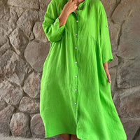 Hedia Elegant Midi Dress in Green
