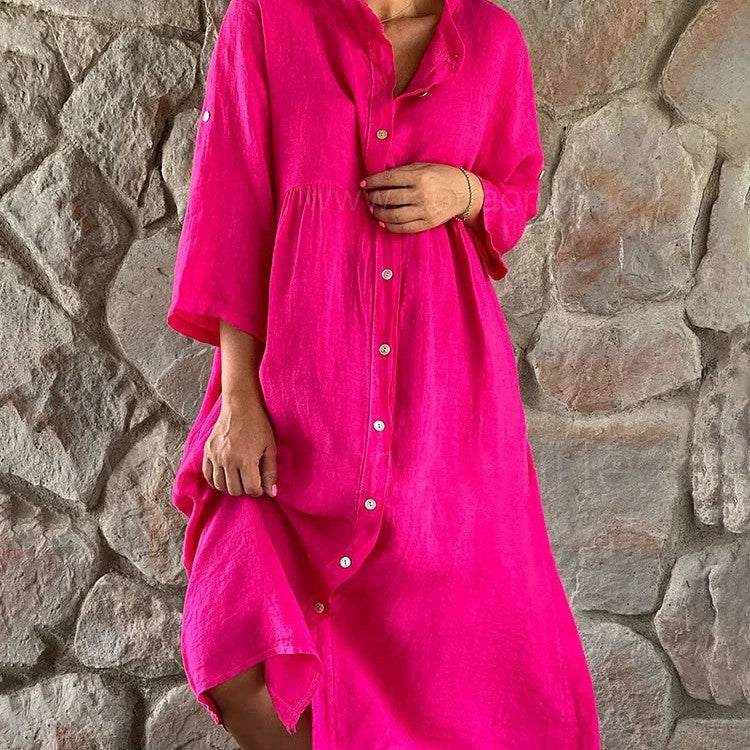 Hedia Elegant Midi Dress in Pink
