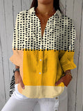 Hedvig Women's Polka Dot Colour Block Long Sleeve Shirt