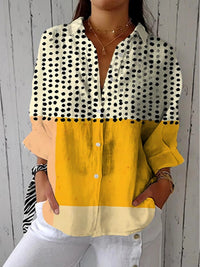 Hedvig Women's Polka Dot Colour Block Long Sleeve Shirt in Multicolour