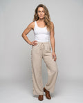 Heidi Airy Linen Trousers with Ruffles