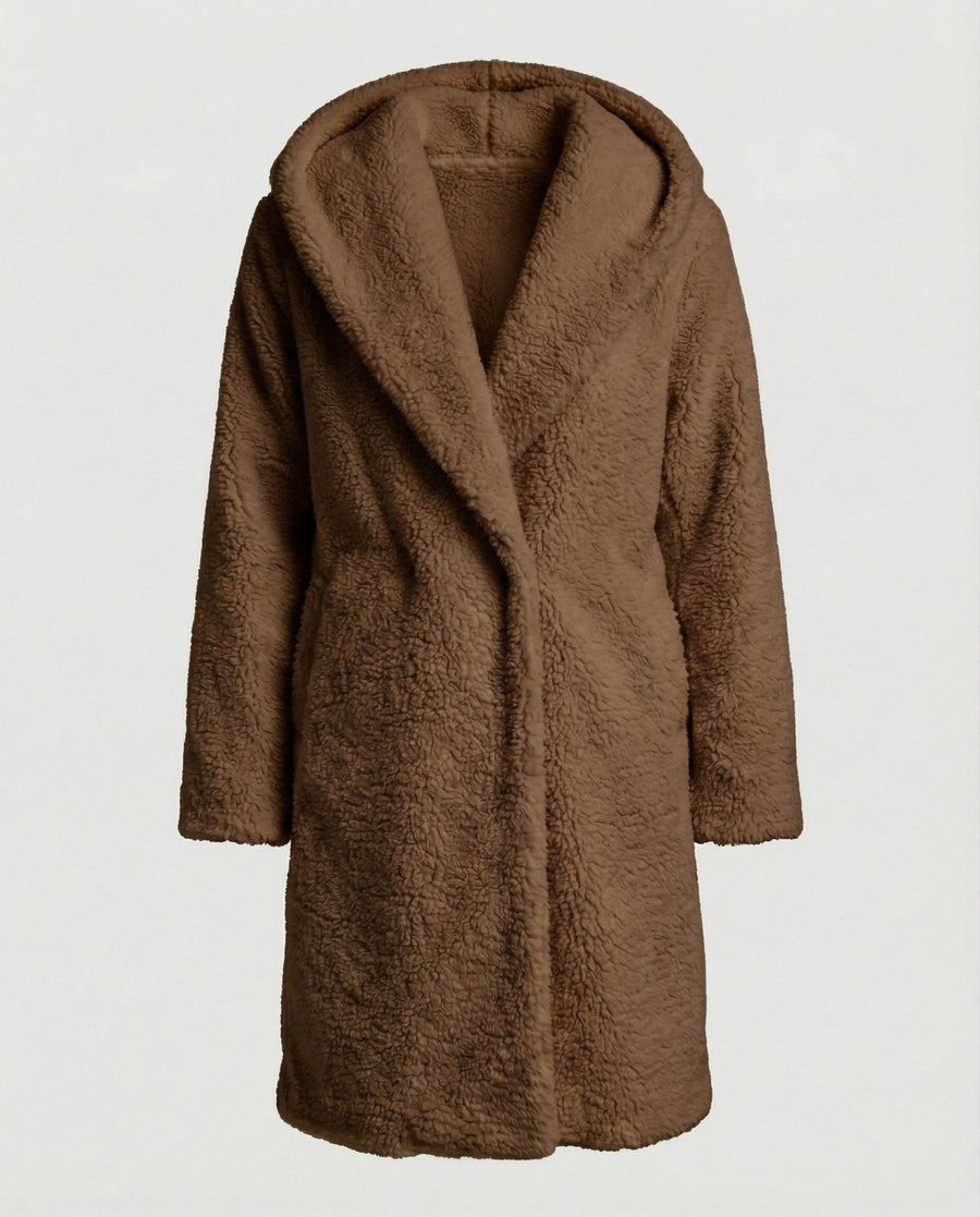 Heidi Coat with Hood in Brown