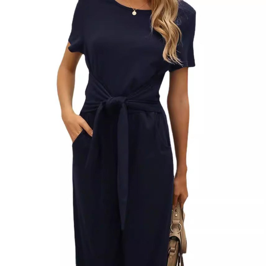Heidi Jumpsuit with Belted and Wide Leg
