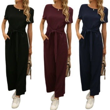 Heidi Jumpsuit with Belted and Wide Leg