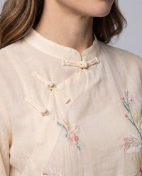 Heidi Linen Blouse with Stand Collar