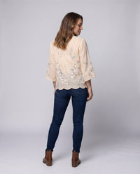 Heidi Linen Blouse with Stand Collar