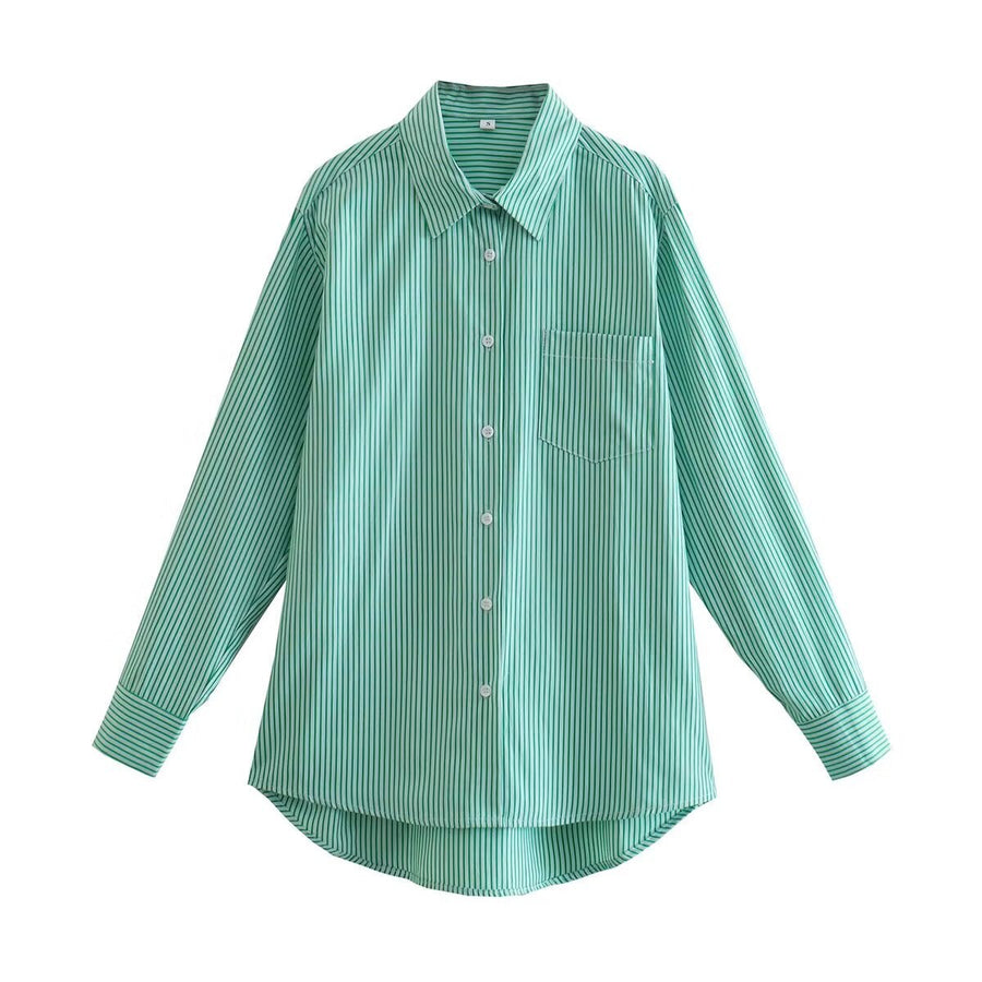 Heidi Shirt with Striped in Green