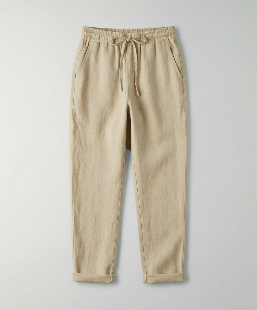 Helena Airy Linen Trousers in Beige