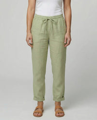 Helena Airy Linen Trousers in Green