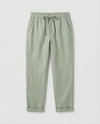 Helena Airy Linen Trousers in Green