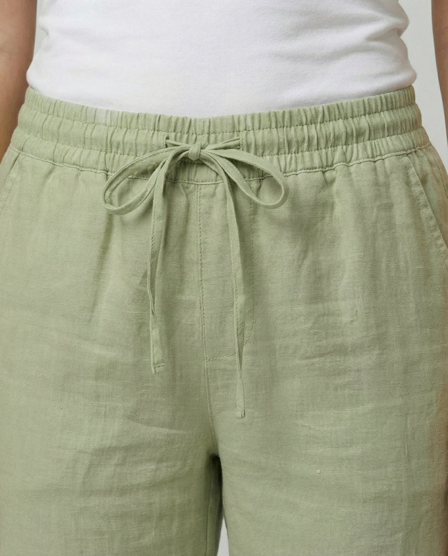 Helena Airy Linen Trousers in Green