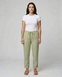 Helena Airy Linen Trousers in Green