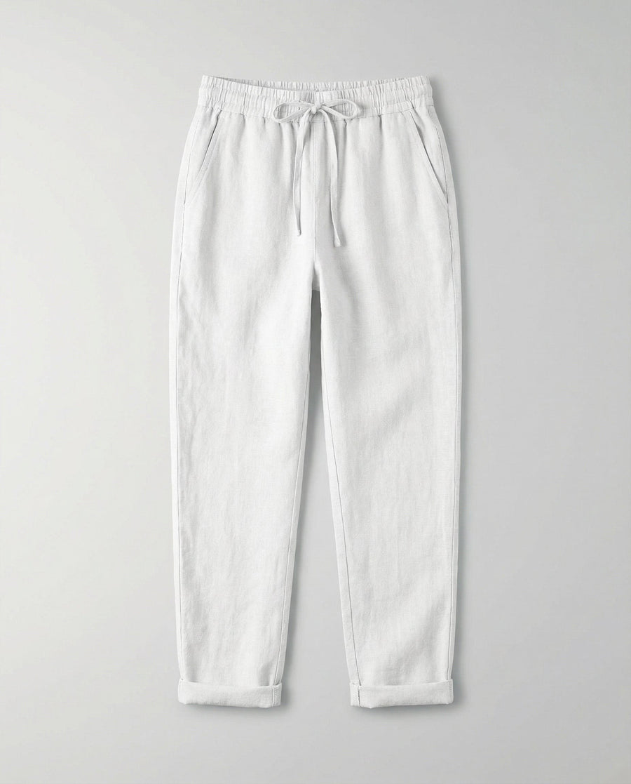 Helena Airy Linen Trousers in White