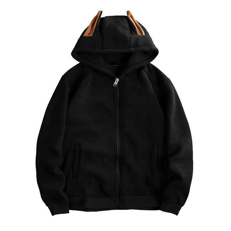 Helena Jacket with Zip Front and Hood in Black