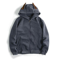 Helena Jacket with Zip Front and Hood in Dark Grey