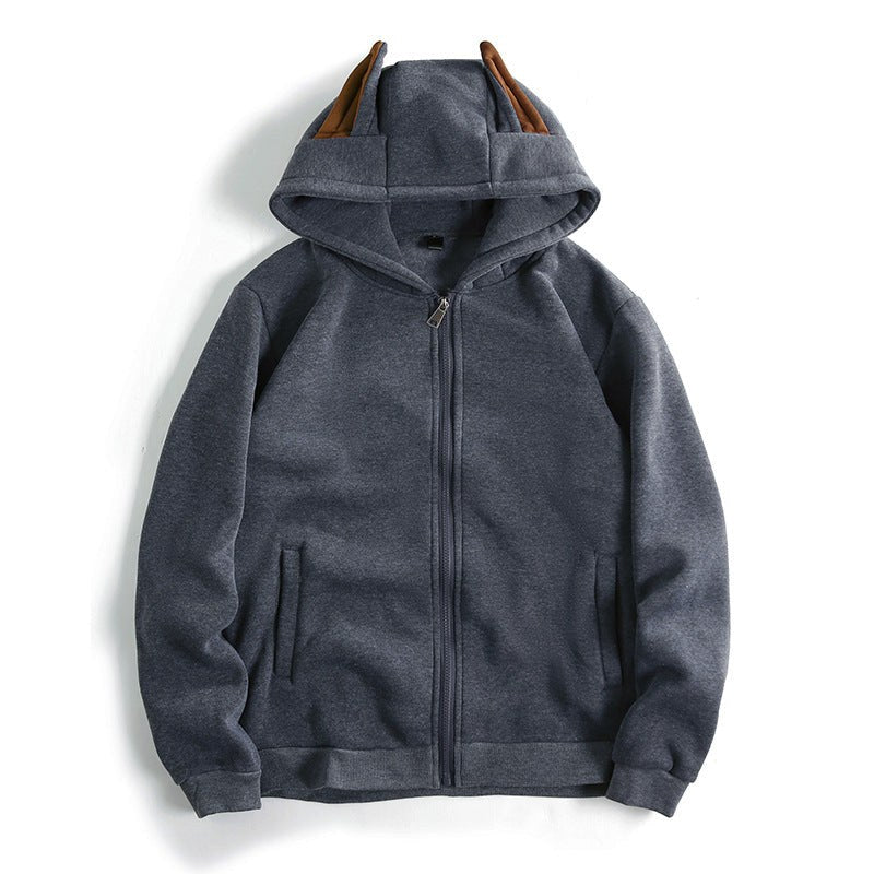 Helena Jacket with Zip Front and Hood in Dark Grey