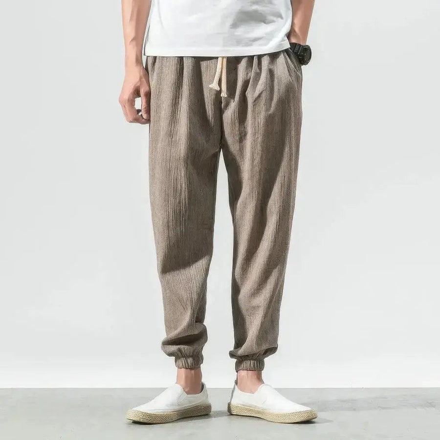 Helena Linen Joggers in Blue