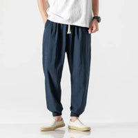 Helena Linen Joggers in Blue