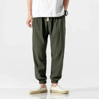Helena Linen Joggers in Green
