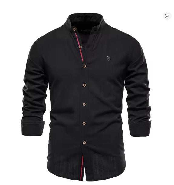 Hendrik Elegant Linen Shirt in Black
