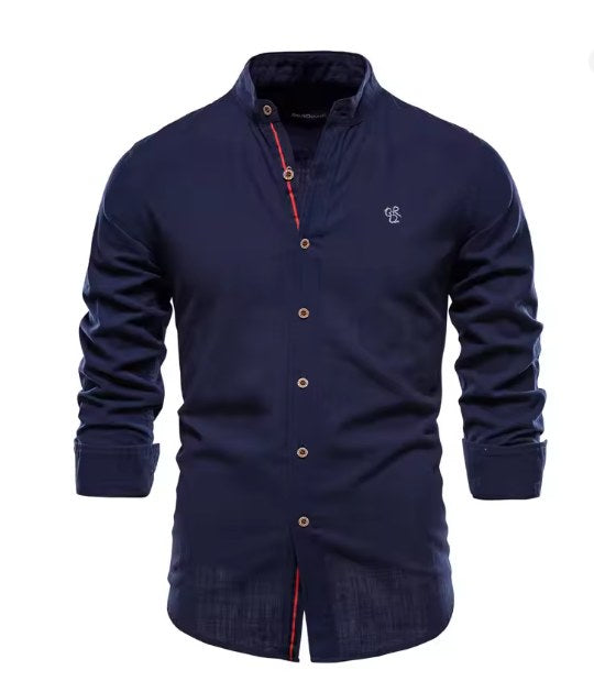 Hendrik Elegant Linen Shirt in Navy