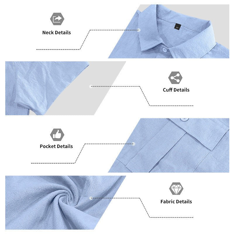 Hendrik Linen Blend Shirt with Short Sleeve and Drawstring Waist
