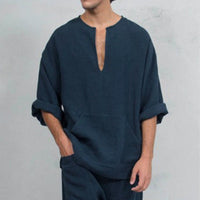 Henrik Casual Linen Top in Blue