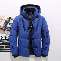 Henrik Coat with Stand Collar and Hood in Blue