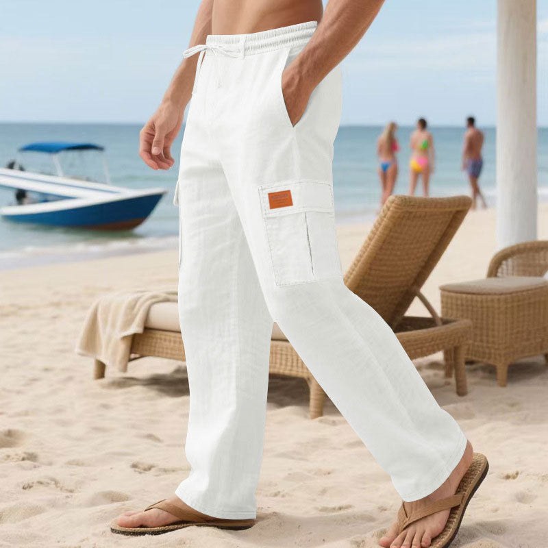 Henrik Trousers with Drawstring Waist in White