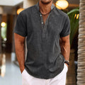 Stefan | Men's Short Sleeve Linen Look Henley Summer Shirt