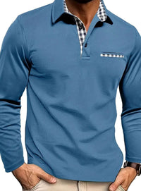 Simon | Men's Long Sleeve Plaid Collar Winter Polo Shirt