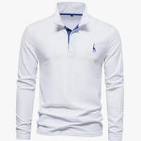 Niklas | Men's Slim Fit Long Sleeve Button Polo with Giraffe Embroidery