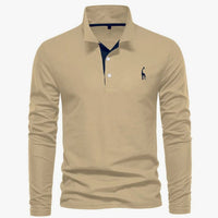 Niklas | Men's Slim Fit Long Sleeve Button Polo with Giraffe Embroidery