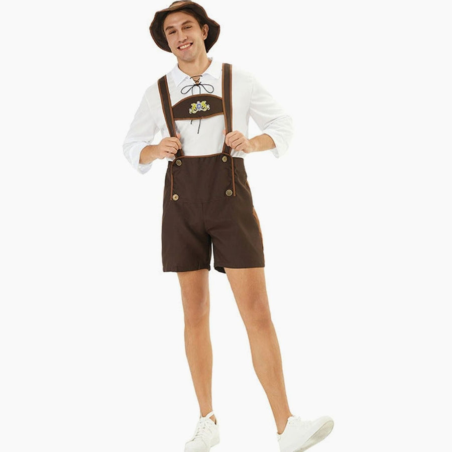 Jonas | Men's Oktoberfest Faux Leather Lederhosen with Braces