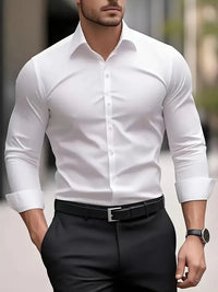Stefan | Men's Slim Fit Wrinkle Free Long Sleeve Business Shirt