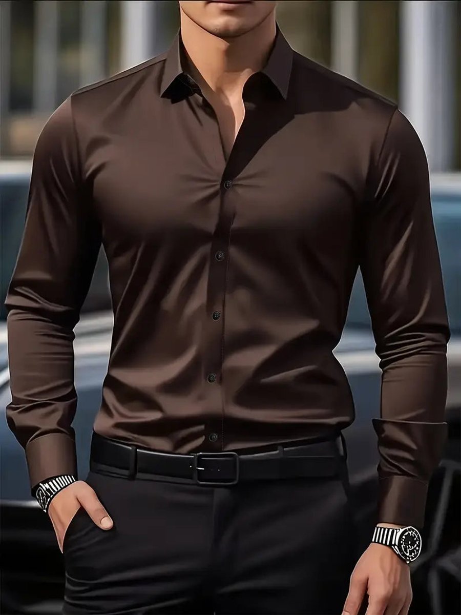 Stefan | Men's Slim Fit Wrinkle Free Long Sleeve Business Shirt