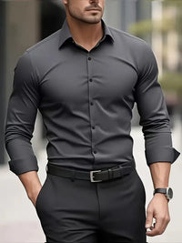 Stefan | Men's Slim Fit Wrinkle Free Long Sleeve Business Shirt