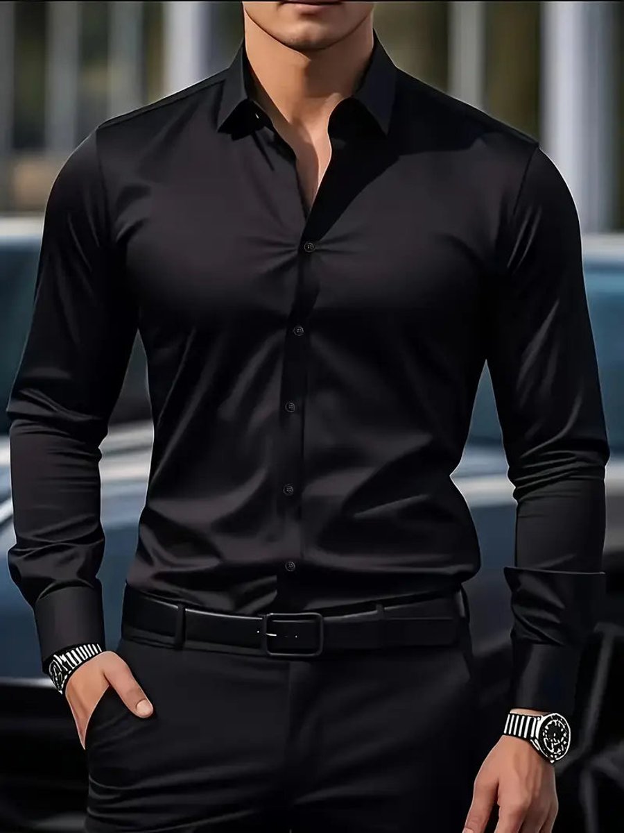 Stefan | Men's Slim Fit Wrinkle Free Long Sleeve Business Shirt