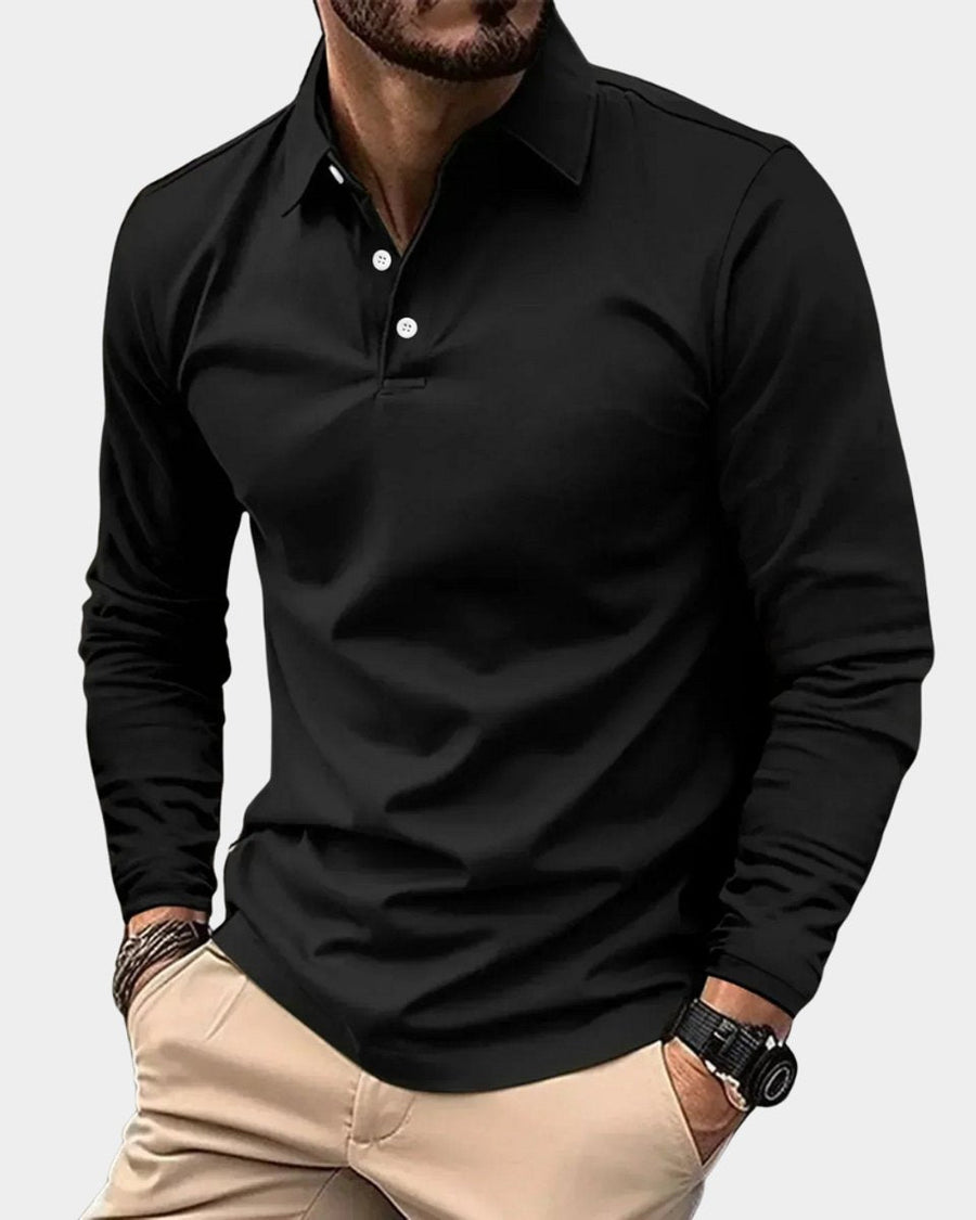 Dominik | Men's Slim Fit Long Sleeve Smart Casual Polo Shirt