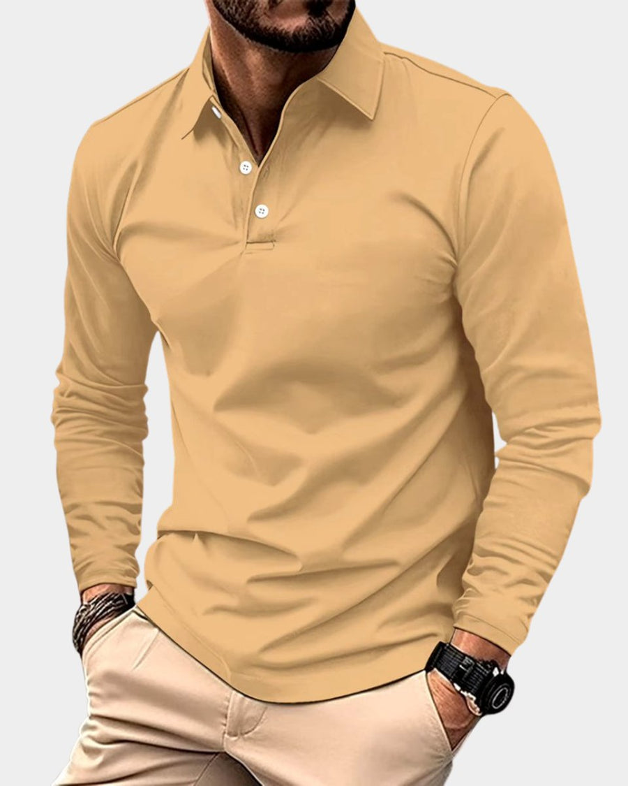 Dominik | Men's Slim Fit Long Sleeve Smart Casual Polo Shirt
