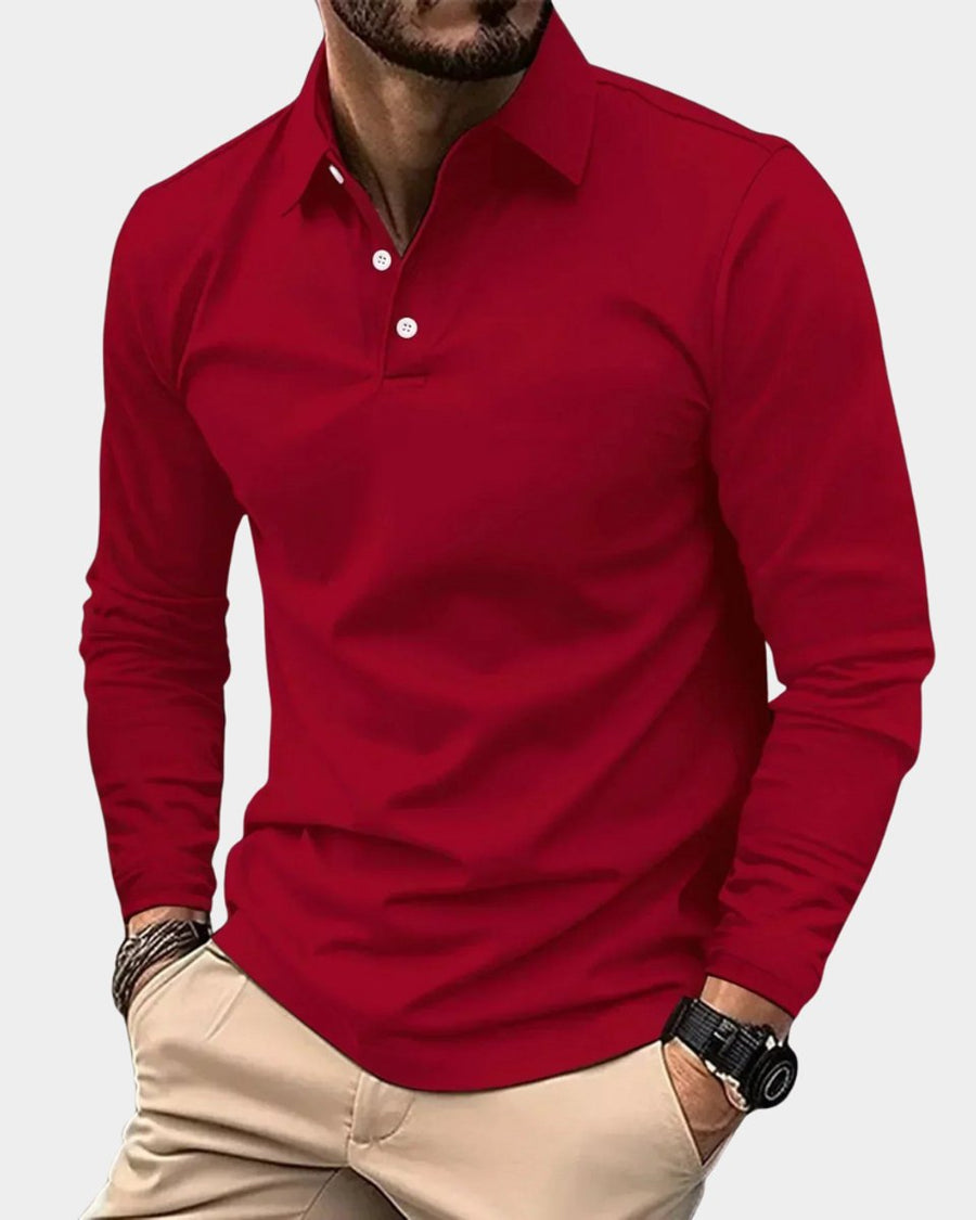 Dominik | Men's Slim Fit Long Sleeve Smart Casual Polo Shirt
