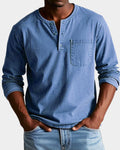 Matthias | Men's Vintage Long Sleeve Henley Shirt with Chest Pocket
