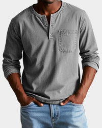 Matthias | Men's Vintage Long Sleeve Henley Shirt with Chest Pocket