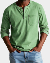 Matthias | Men's Vintage Long Sleeve Henley Shirt with Chest Pocket