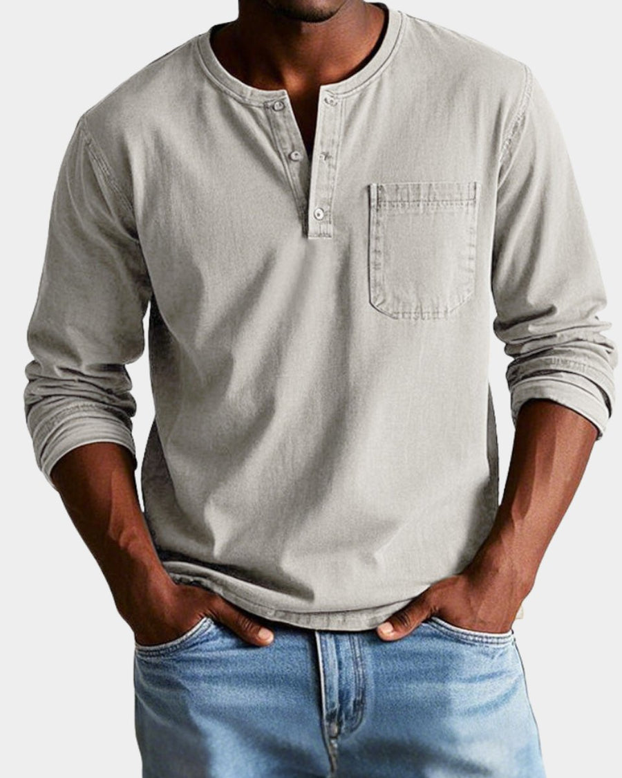 Matthias | Men's Vintage Long Sleeve Henley Shirt with Chest Pocket