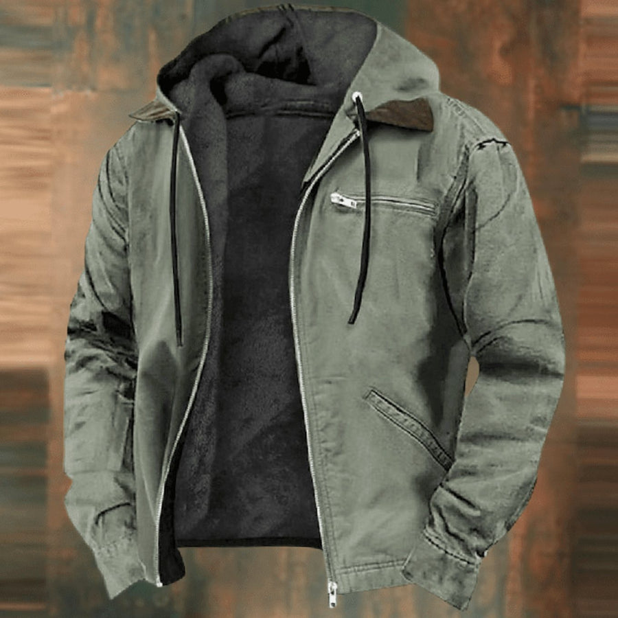 Fabian | Men's Vintage Hooded Zip Winter Jacket with Fleece Lining