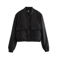 Hester Casual Leather Jacket with Pockets in Black