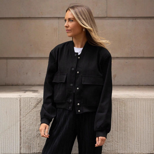 Hester Casual Leather Jacket with Pockets