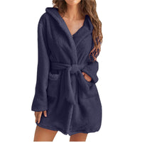 Hester Coat with Belted and Hood in Navy