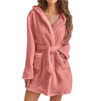 Hester Coat with Belted and Hood in Pink